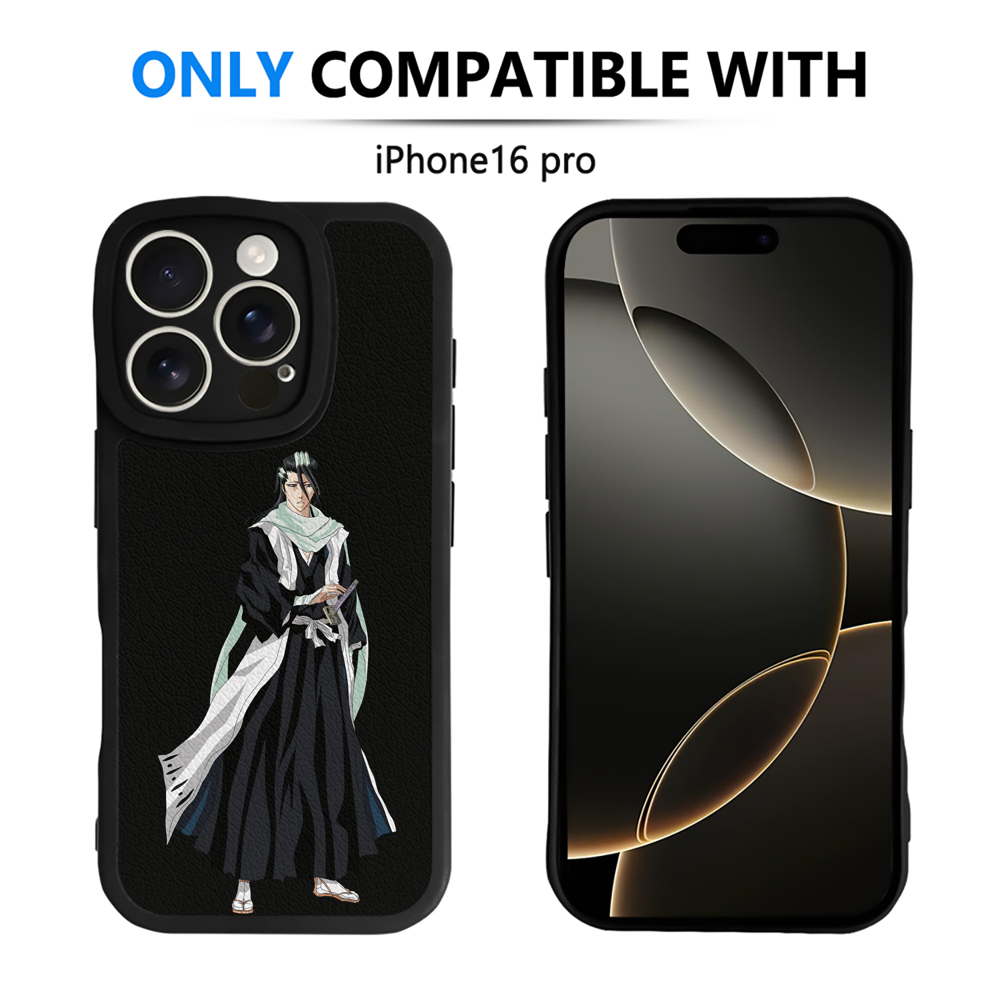 （画像用） ブリーチ くちき びゃくや BLEACH Kuchiki Byakuya 【iPhone 16シリーズ対応】シリコンスマホケース（レザー調） 材質：シリコン